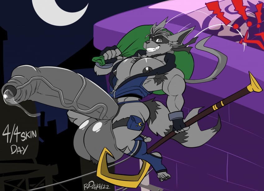 anthro balls big_balls big_penis boner erection furry gay hyper_balls hyper_penis looking_at_viewer male male_only penis precum raccoon rxq sly_cooper sly_cooper_(series) smiling smiling_at_viewer solo solo_male sony_corporation sony_interactive_entertainment sucker_punch_productions