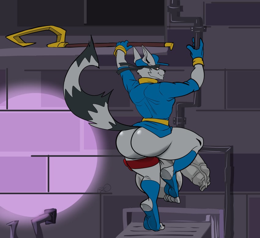 anthro ass backsack balls bara_ass big_ass big_balls big_butt big_penis bubble_butt flaccid furry gay looking_at_viewer looking_back male male_only penis raccoon rxq sly_cooper sly_cooper_(series) smiling smiling_at_viewer smooth_fur solo solo_male sony_corporation sony_interactive_entertainment sucker_punch_productions