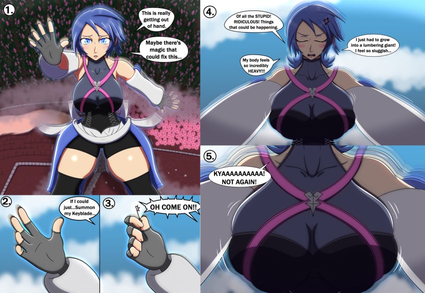 aqua_(kingdom_hearts) giantess growth justdrawingjake kingdom_hearts large_breasts square_enix text