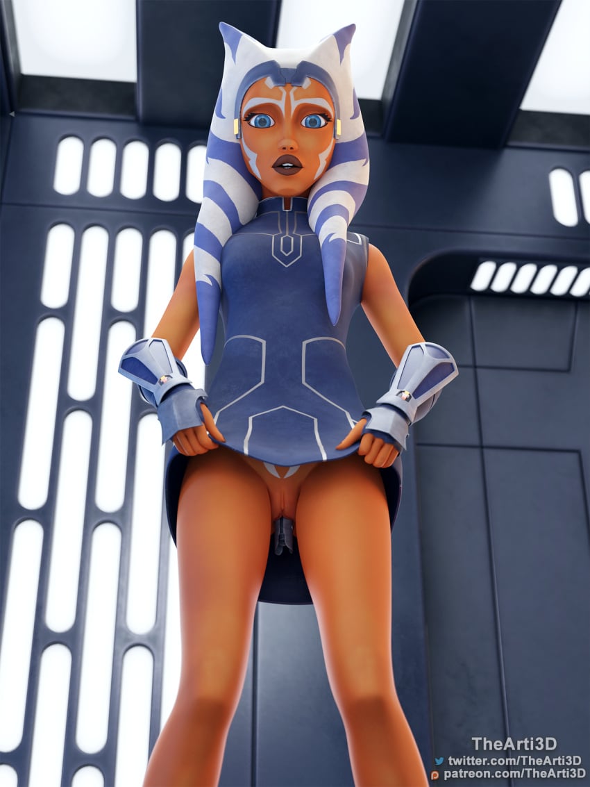 1girls 3d ahsoka_tano airress3d_(3d-modeller) alien alien_girl arms_up armwear ass background blue_clothing blue_eyes clone_wars clone_wars_(style) clothed clothing eyelashes eyes facial_markings female female_only from_below grasp jedi lekku lightsaber lightsaber_hilt looking_at_viewer looking_down looking_down_at_viewer masturbation no_panties open_eyes open_mouth orange_body orange_skin patreon patreon_username pussy shaved_pussy signature skirt small_breasts solo star_wars tentacle text the_clone_wars:_season_seven thearti3d tight_pussy togruta twitter_username upskirt vambraces vibrator_in_pussy