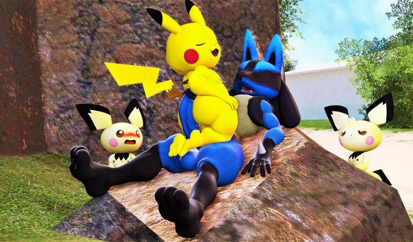 3d_(artwork) anthro anthro_on_anthro anthrofied balls ballsack bottomless bottomless_male completely_nude completely_nude_male dr.ivopingasnik erect_nipples erect_penis erection gay hot_dogging humanoid humanoid_genitalia humanoid_penis looking_pleasured lucario male male/male male_only muscular muscular_anthro muscular_male nude nude_male pecs pectorals penis penis_out pichu pichu_big pichu_little pikachu pokemon pokemon_(species) sfm source_filmmaker veiny veiny_penis voyeur voyeurism yaoi