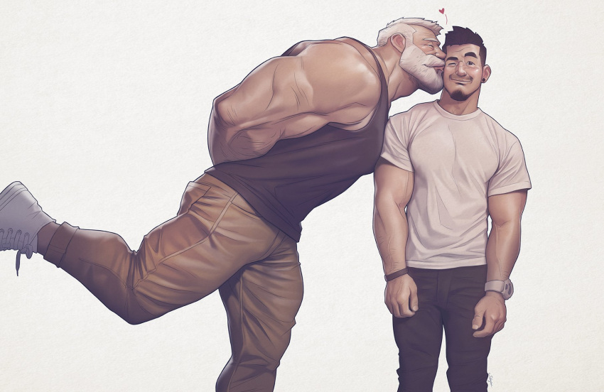 2boys cute flexing gay kissing male male_only muscular_male original silverjow twitter_user_oc ulric_(silverjow) wei_(silverjow) yaoi