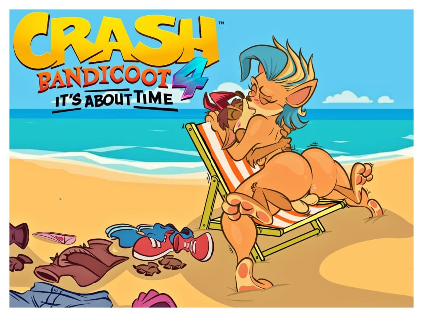 activision alternate_breast_size anthro ass back balls barefoot beach beach_chair big_ass big_breasts blush breasts chair clothes_on_floor clothing cowgirl_position crash_(series) crash_bandicoot duo feet female full_body furry furry_female furry_male genitals jiggling kissing large_breasts larger_female lipstick makeup male nafyo-toons nude pawpads paws pirate_tawna removed_clothing sea seaside sex size_difference smaller_male straight summer tawna_bandicoot tawna_bandicoot_(crash_4) water