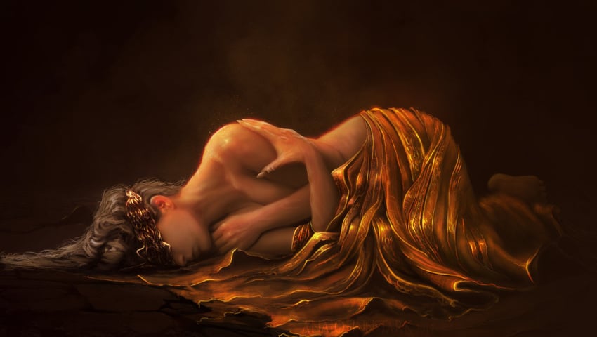 1girls anato_finnstark annato_finnstark covered_nipples covering_breasts dark_souls dark_souls_3 female female_only fire_keeper fromsoftware light-skinned_female mask nude nude_female painting_(artwork) solo solo_female