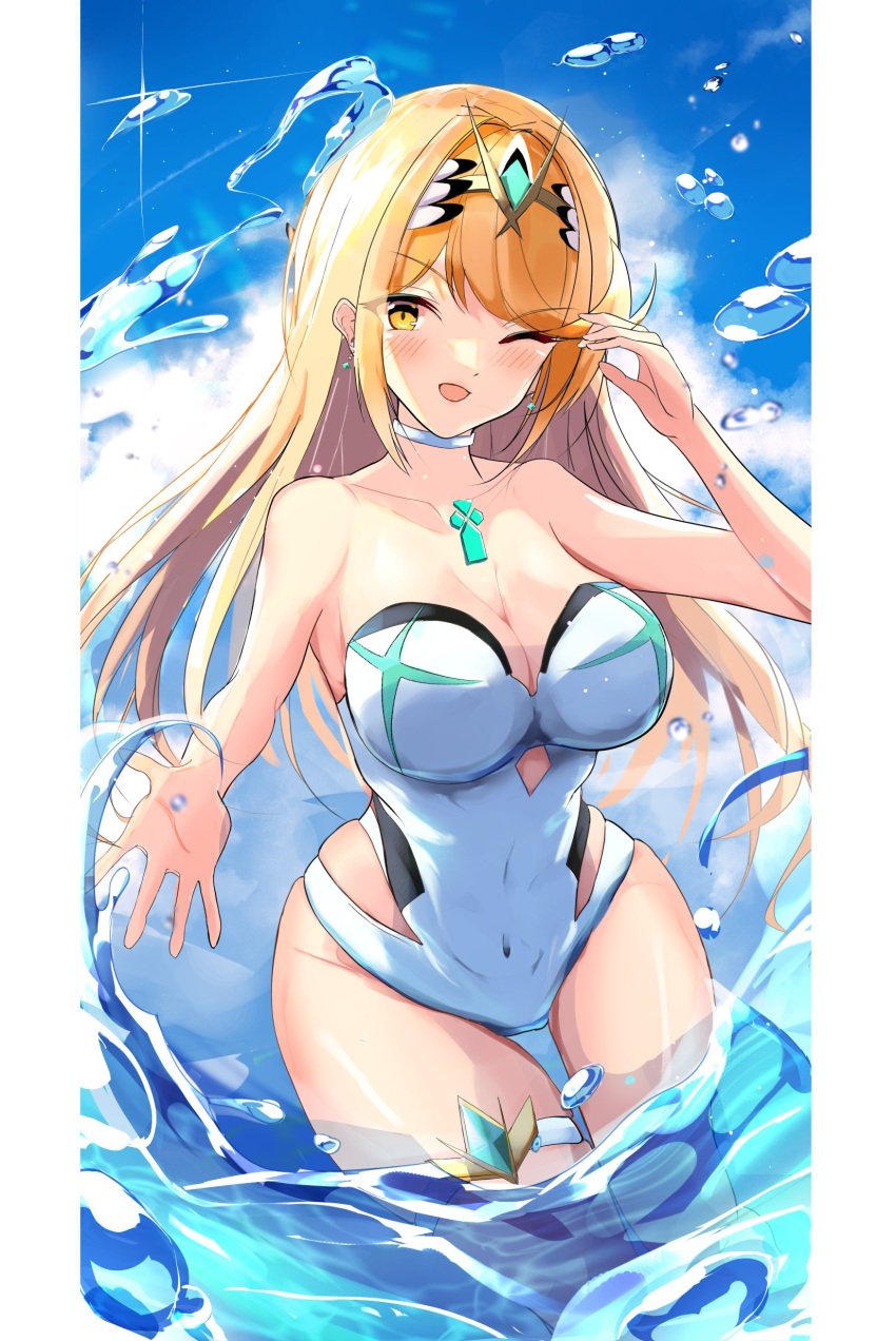 breasts female female_only karuushi looking_at_viewer mythra nintendo solo tagme xenoblade_(series) xenoblade_chronicles_2