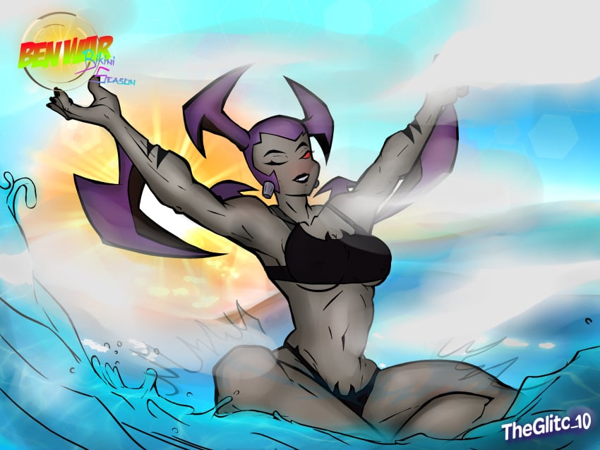 alien alien_girl beach ben_10 ben_10_omniverse bikini bikini_top cartoon_network giantess green_skin red_eyes theglitch to'kustar way_bad