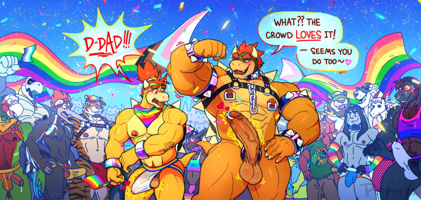 6+boys absurd_res anthro avian balls bird bowser bowser_jr. clothed clothing cock_ring crew_(anti_dev) dry_bones dry_himbones erection erection_under_clothing felid flexing gay gay_pride gay_pride_colors genital_piercing genitals hi_res humanoid_genitalia humanoid_penis jockstrap koopa lgbt_pride male male_only mammal mario_(series) nintendo nipple_piercing nipples pantherine penis penis_piercing piercing poppin pride pride_colors public public_nudity scalie tagg tiger underwear video_games