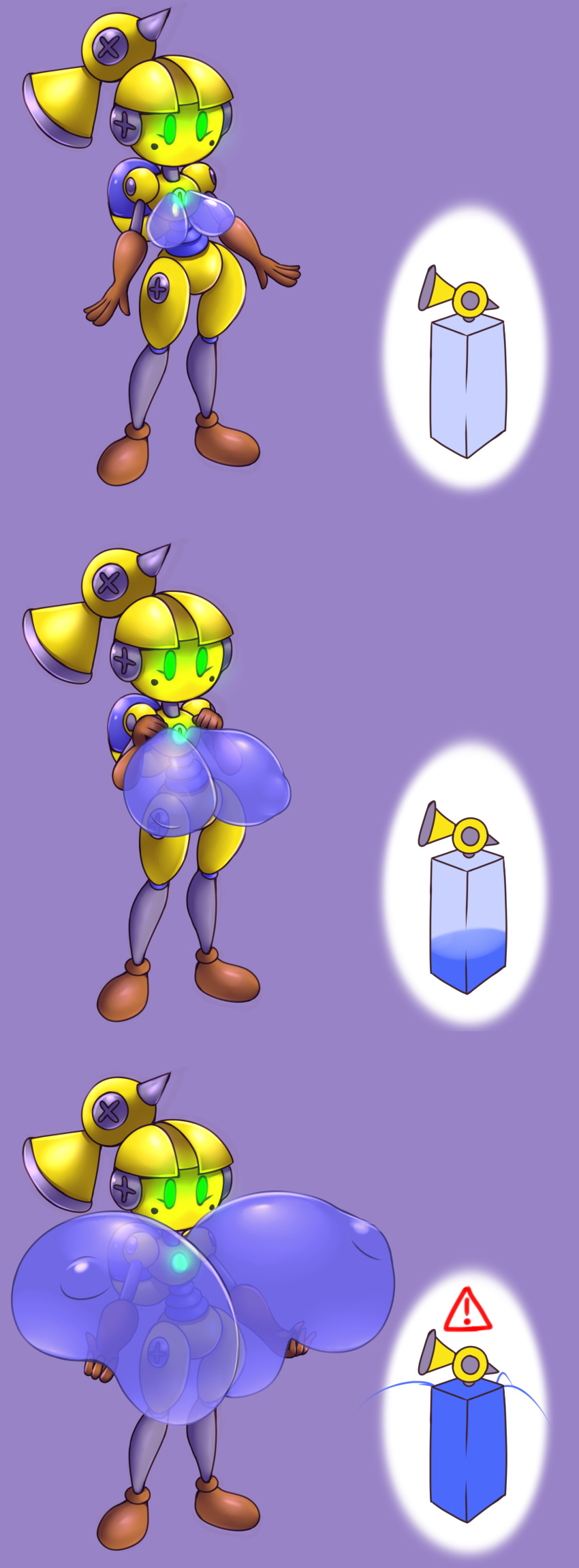 anthro big_breasts breast_expansion breasts_bigger_than_head breasts_bigger_than_torso enormous_breasts female fludd gigantic_breasts growth huge_breasts hyper hyper_breasts mario_(series) massive_breasts metachoke robot robot_girl robot_humanoid short_hair super_mario_sunshine tagme water