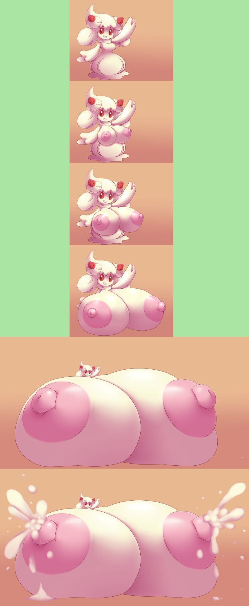 2019 absurd_res alcremie alternate_breast_size big_breasts breast_expansion breasts_bigger_than_body breasts_bigger_than_head breasts_bigger_than_torso breasts_on_floor enormous_breasts gigantic_breasts huge_breasts hyper hyper_breasts immobile lactation lactation_without_expressing massive_breasts metachoke milk multiple_images nintendo pokemon strawberry tagme