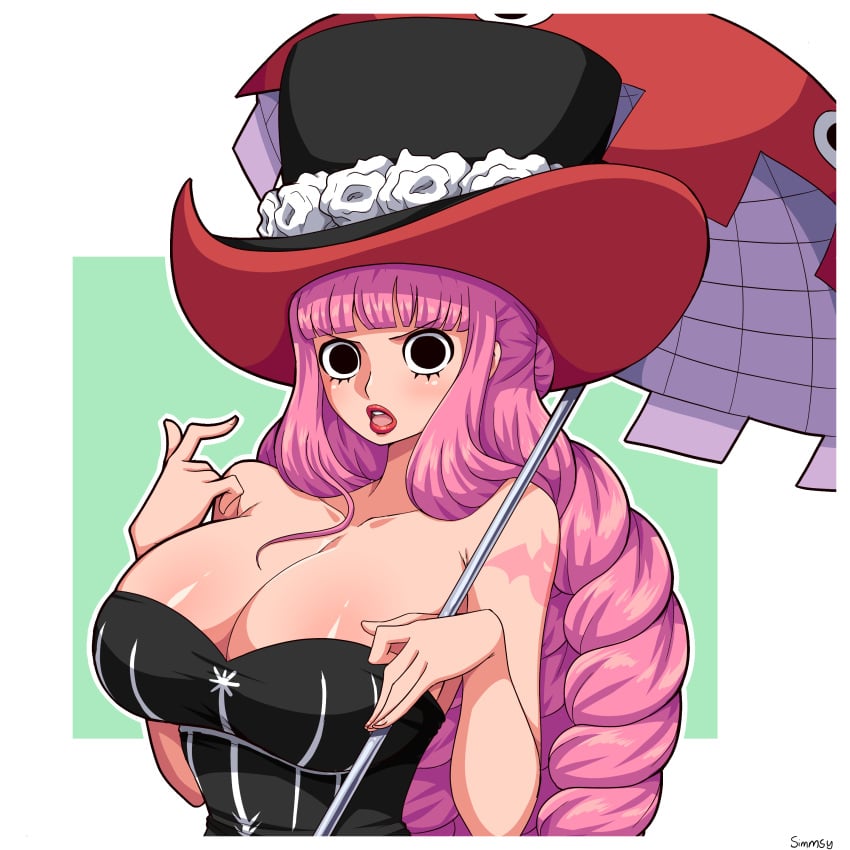 1girls female female_only glare hat lips lipstick one_piece perona pink_hair post-timeskip simmsy solo tagme