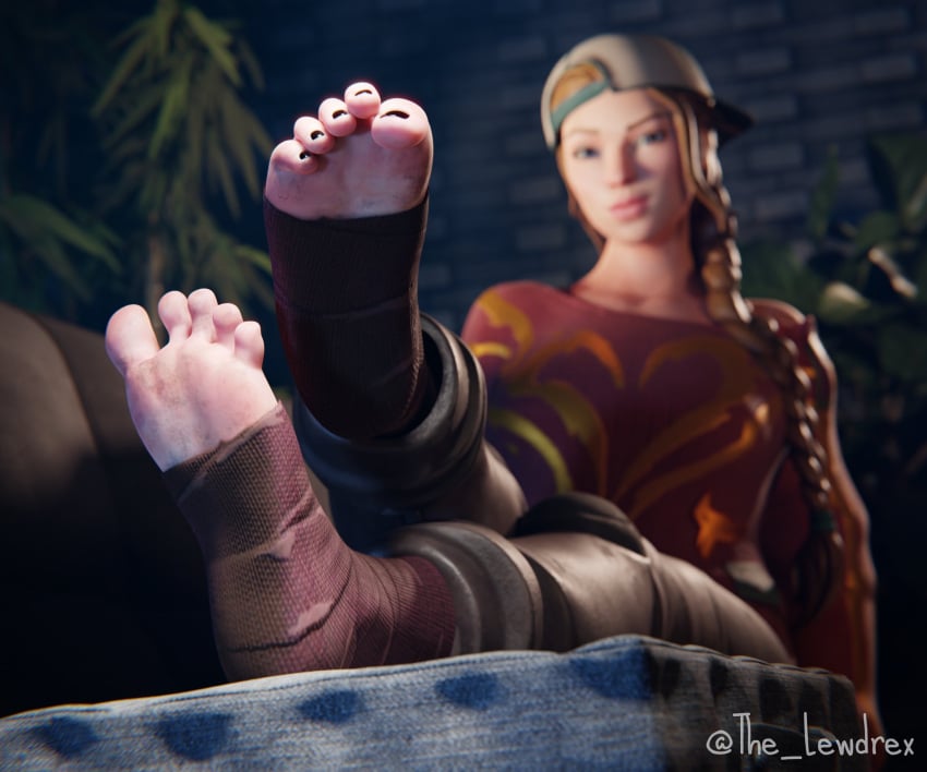 1girls 3d alternate_version_available baseball_cap blender blue_eyes blurry blurry_background bottomwear braid braided_hair braided_ponytail cap clothed clothing couch detailed_background epic_games feet female female_focus female_only foot_fetish foot_focus fortnite freckles freckles_on_face ginger ginger_hair haven_(fortnite) headwear high_heels lewdrex light-skinned_female light_skin long_hair on_couch pants ponytail presenting presenting_feet shirt sitting soles solo topwear watermark