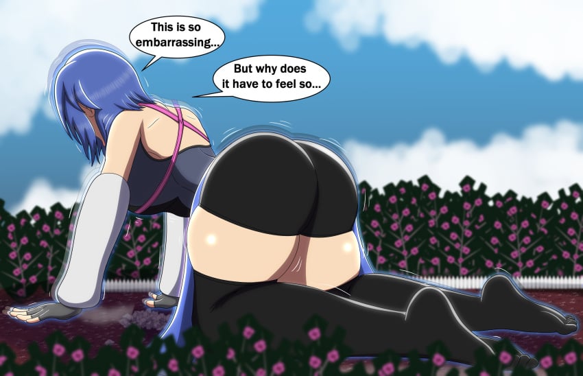 all_fours aqua_(kingdom_hearts) big_ass english_text female justdrawingjake kingdom_hearts speech_bubble tagme text thighhighs thighs