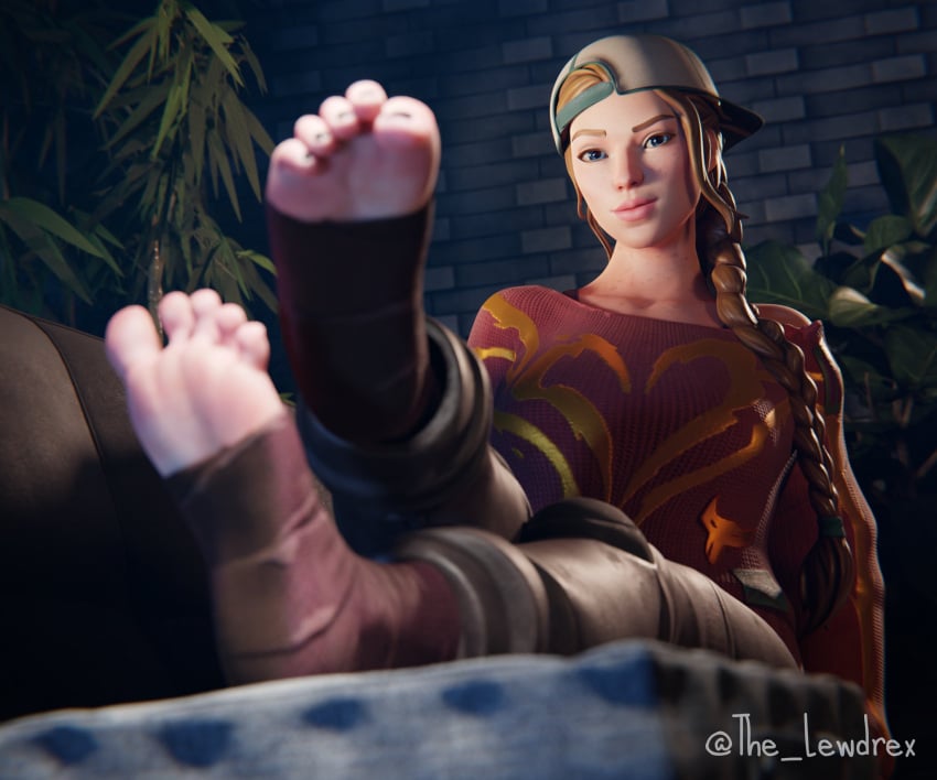 1girls 3d alternate_version_available baseball_cap blender blue_eyes blurry bottomwear braid braided_hair braided_ponytail cap clothed clothing couch detailed_background epic_games feet female female_focus female_only foot_fetish foot_focus fortnite freckles freckles_on_face ginger ginger_hair haven_(fortnite) headwear high_heels lewdrex light-skinned_female light_skin long_hair on_couch pants ponytail presenting presenting_feet shirt sitting soles solo topwear watermark