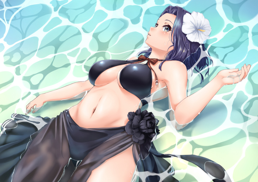 beauty_mark female flower flower_in_hair june_(ne_z_asa) kantai_collection light_skin mole mole_under_eye tatsuta_(kantai_collection) water