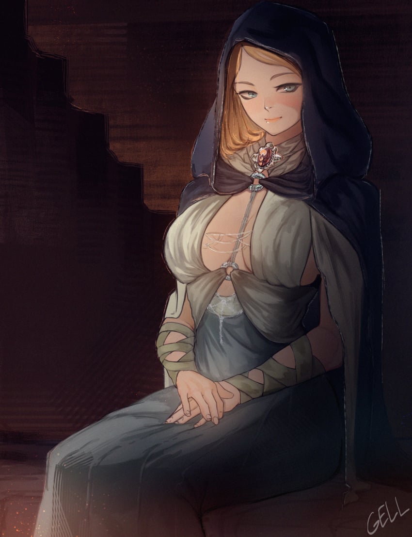 1girls big_breasts boob_window cleavage elden_ring female female_only fia_the_deathbed_companion fromsoftware gelldraws light-skinned_female sideboob solo