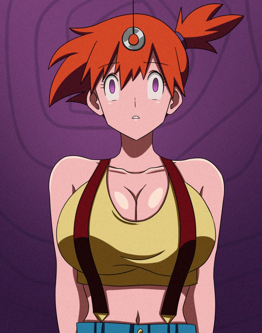 1girls bangs bare_shoulders big_breasts electrickronos female female_only hypnosis kasumi_(pokemon) mind_control misty_(pokemon) orange_hair pendulum pokemon purple_eyes short_hair solo unusual_pupils