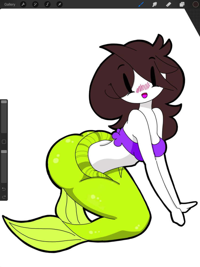 blush breasts drawfriend female jaiden jaiden_animations long_hair mermaid mob_face plain_background sole_female tagme white_background