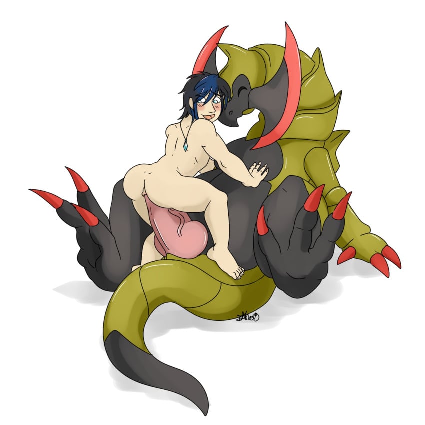 blush claws female happy haxorus male necklace nelsonnoir open_mouth original penis pokémon_(species) pokemon pokemon_bw pokephilia vaginal_penetration