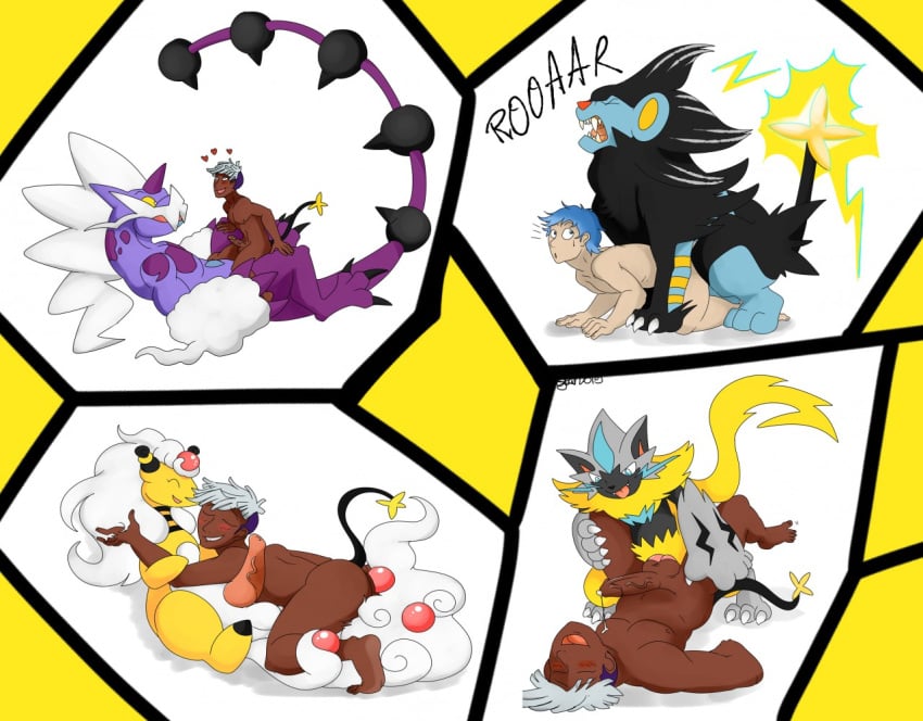 2019 6boys ampharos anal dark-skinned_male feral feral_on_human feral_on_male feral_penetrating feral_penetrating_human gay human human_penetrated luxray male_only male_pokemon/male_human mega_ampharos nelsonnoir nintendo original_character pokemon pokemon_(species) pokemon_bw pokemon_dppt pokemon_gsc pokemon_sm pokemon_team pokemon_xy pokephilia roaring thundurus yaoi zeraora