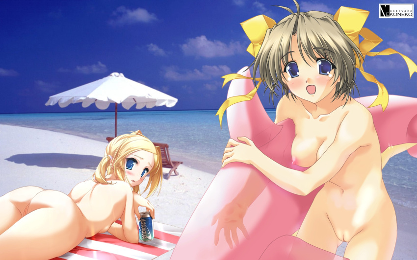 2girls beach breasts katase_yuki mizuiro multiple_girls nipples nude photoshop pussy uncensored vagina