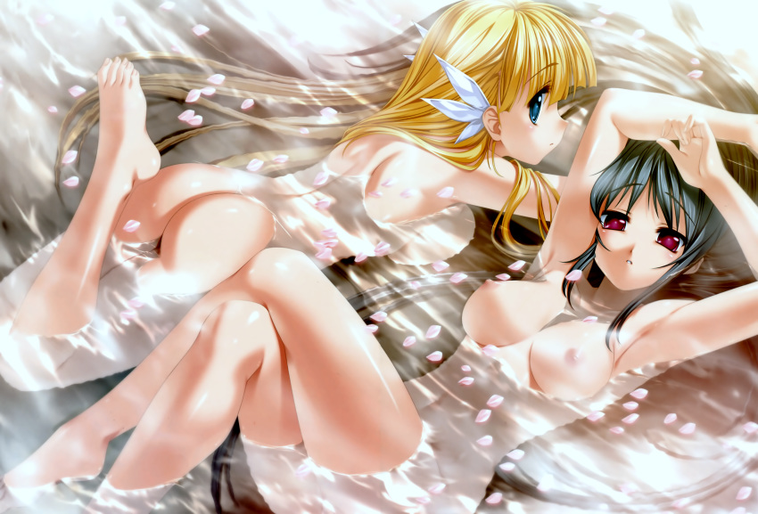 2girls arue_(princess_frontier) ass bath breasts female female_only multiple_girls nude princess_frontier reki_lockheart senomoto_hisashi wet