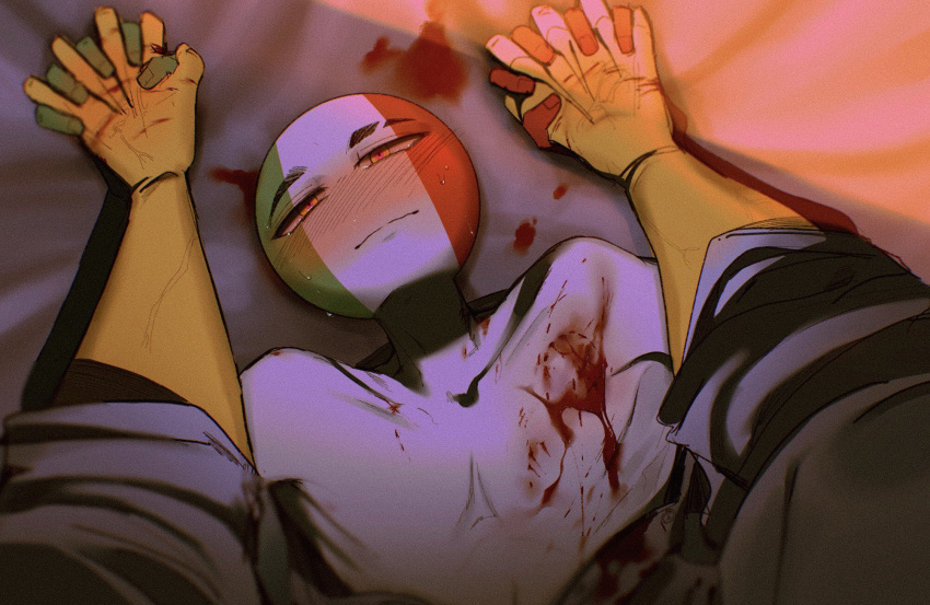 bite_mark blood blush countryhumans dafriix gay germany_(countryhumans) holding_hands italy_(countryhumans) porn tears yellow_eyes yellow_hands