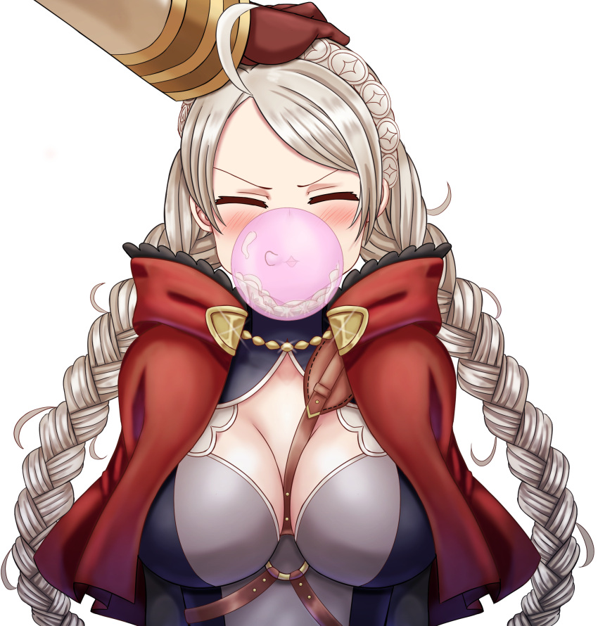 1boy 1girls ahoge bangs braid breasts capelet chest_harness cleavage closed_eyes closed_mouth commission condom condom_balloon condom_in_mouth cum drinking_from_condom female female_focus fire_emblem fire_emblem_fates fire_emblem_heroes gloves hairband harness headpat highres hood hooded_capelet kiran_(fire_emblem) kiran_(fire_emblem)_(male) leather leather_gloves leather_strap long_hair male mouth_hold nina_(fire_emblem) nintendo non-web_source saikunartworks smile transparent_background twin_braids upper_body used_condom wholesome