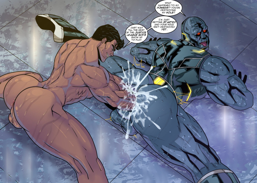 2boys ass back_muscles balls bottomless clark_kent darkseid dc dc_comics dialogue double_fisting fisting gaping_anus gay gay_sex kal-el looking_back lube lube_in_ass male male_only muscles muscular muscular_male on_the_floor red_eyes splits spread_legs superman superman_(series) the_new_gods tom_cray uncensored yaoi