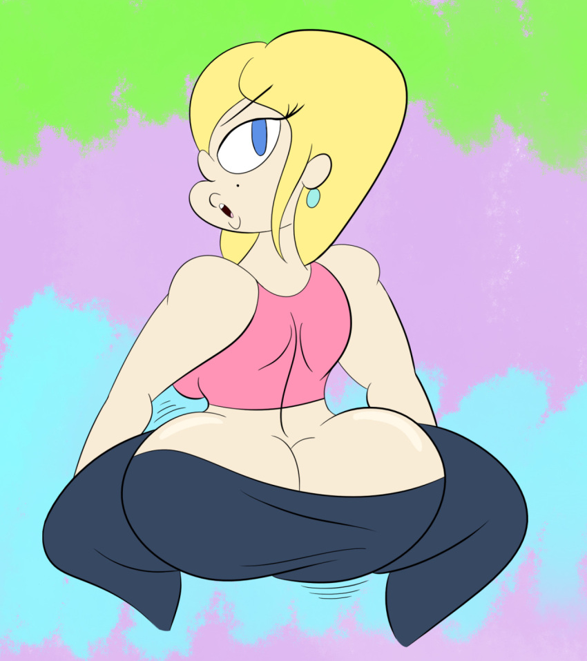 1girls 2016 ass_cleavage backboob big_ass big_lips blonde_hair blue_earrings blue_eyes bouncing_ass butt_crack cute earrings female jeans large_breasts marina_williams oboithisisfunky original_character pink_tank_top source_request squat squatting tagme tank_top throwing_it_back twerking