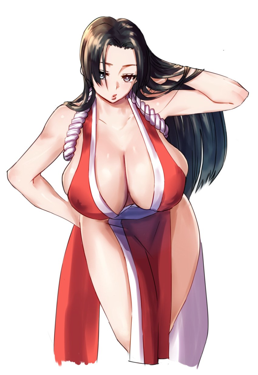 1girls absurd_res alternate_version_available bare_shoulders big_breasts black_hair boa_hancock breasts cleavage clothed clothes clothing cosplay eyelashes fatal_fury female female_focus female_only grey_eyes hand_in_hair hips hourglass_figure huge_breasts human human_only humanoid king_of_fighters kuanero kunoichi large_breasts lips looking_at_viewer mai_shiranui_(cosplay) mitsuishi_kotono nipple_bulge nipples nipples_visible_through_clothing one_piece pink_lips pinup revealing_clothes rope shiny_skin sideboob simple_background skimpy skindentation solo solo_female thick thick_thighs thighs very_long_hair voluptuous white_background wide_hips