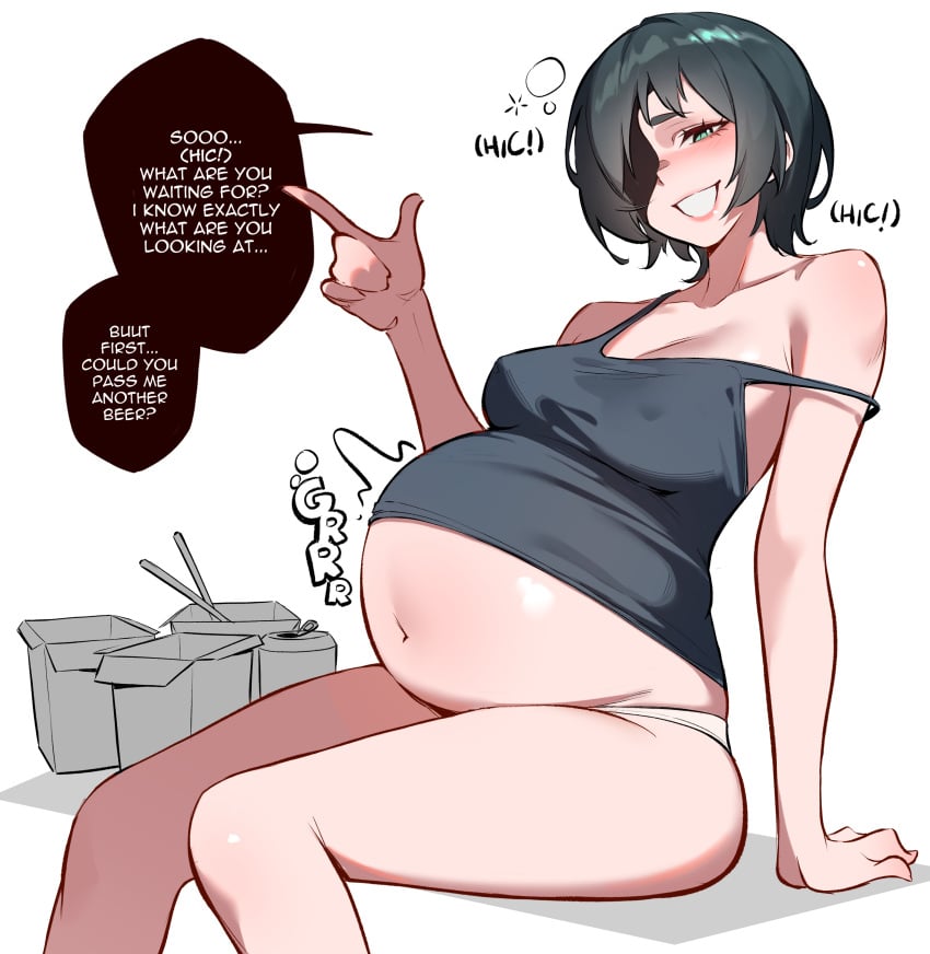 2025 belly_expansion bloated_belly chainsaw_man drunk elpacha2 eyepatch himeno_(chainsaw_man) huge_belly stuffed_belly tagme