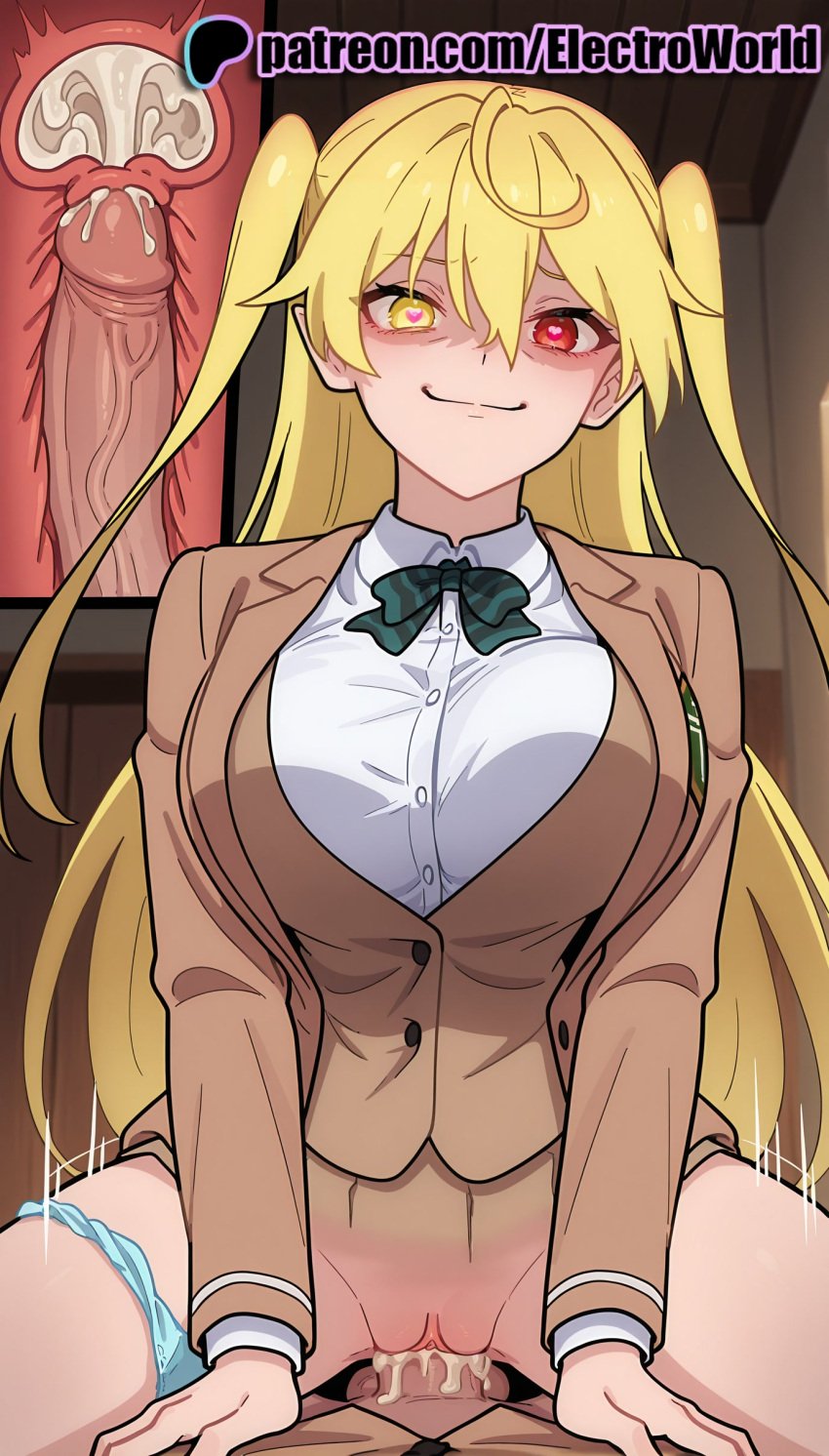 1boy 1girls 2025 ai_generated artist_name blonde_hair blue_panties breasts brown_jacket bust cervix chest clothed_sex cock cross_section cum cum_in_pussy cum_inside deep_penetration dick ejaculation electroworld female fucking heterochromia hi_res high_quality high_resolution highres impregnation intercourse internal_cumshot jacket long_hair love_making male maou_2099 panties panties_around_one_leg patreon patreon_username penetration penis pussy red_eyes sex sexual_intercourse smile stable_diffusion straight uncensored underwear uterus vaginal_penetration watermark x-ray yamada-reynard_hizuki