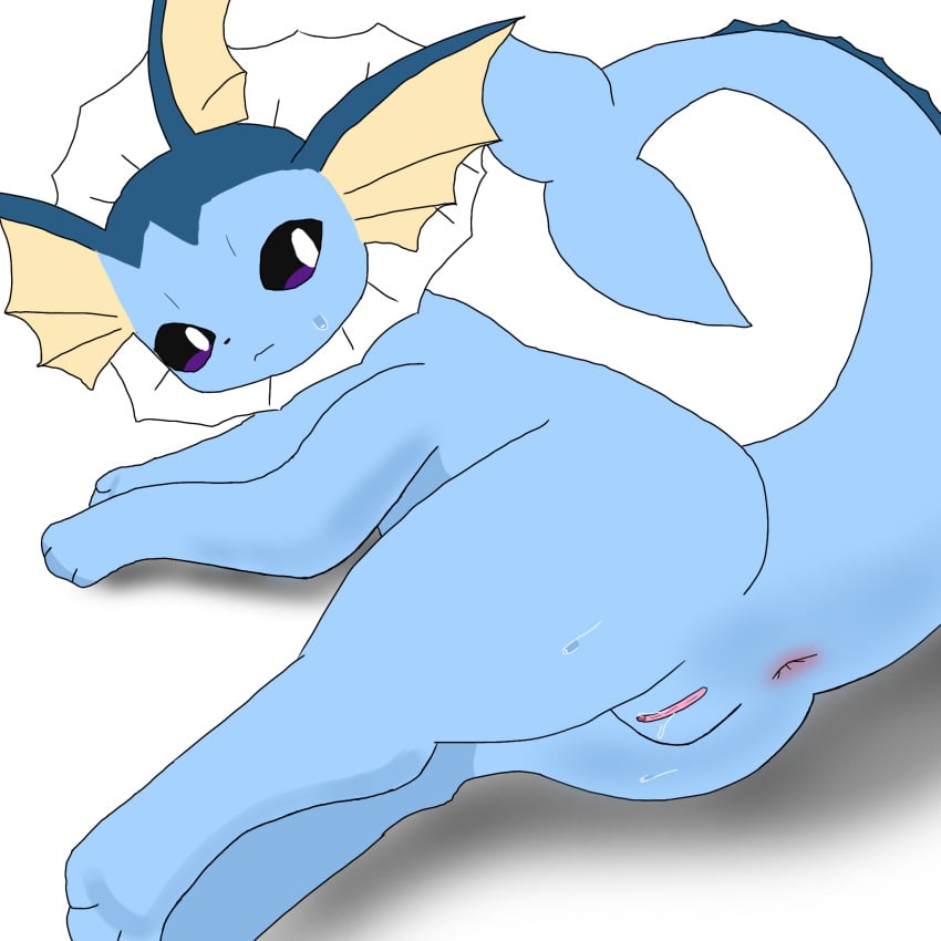 2025 4_toes anus ass big_tail blue_body canine clitoris digital_media_(artwork) ear_fins eeveelution female female_focus female_only feral frill_(anatomy) furry generation_1_pokemon genitals hi_res interspecies looking_at_viewer lying mammal membrane_(anatomy) nintendo nude on_side pink_pussy pokemon pokemon_(species) pussy raised_tail shadow simple_background solo solo_focus sweat tagme tail vagina vaporeon video_games vulva