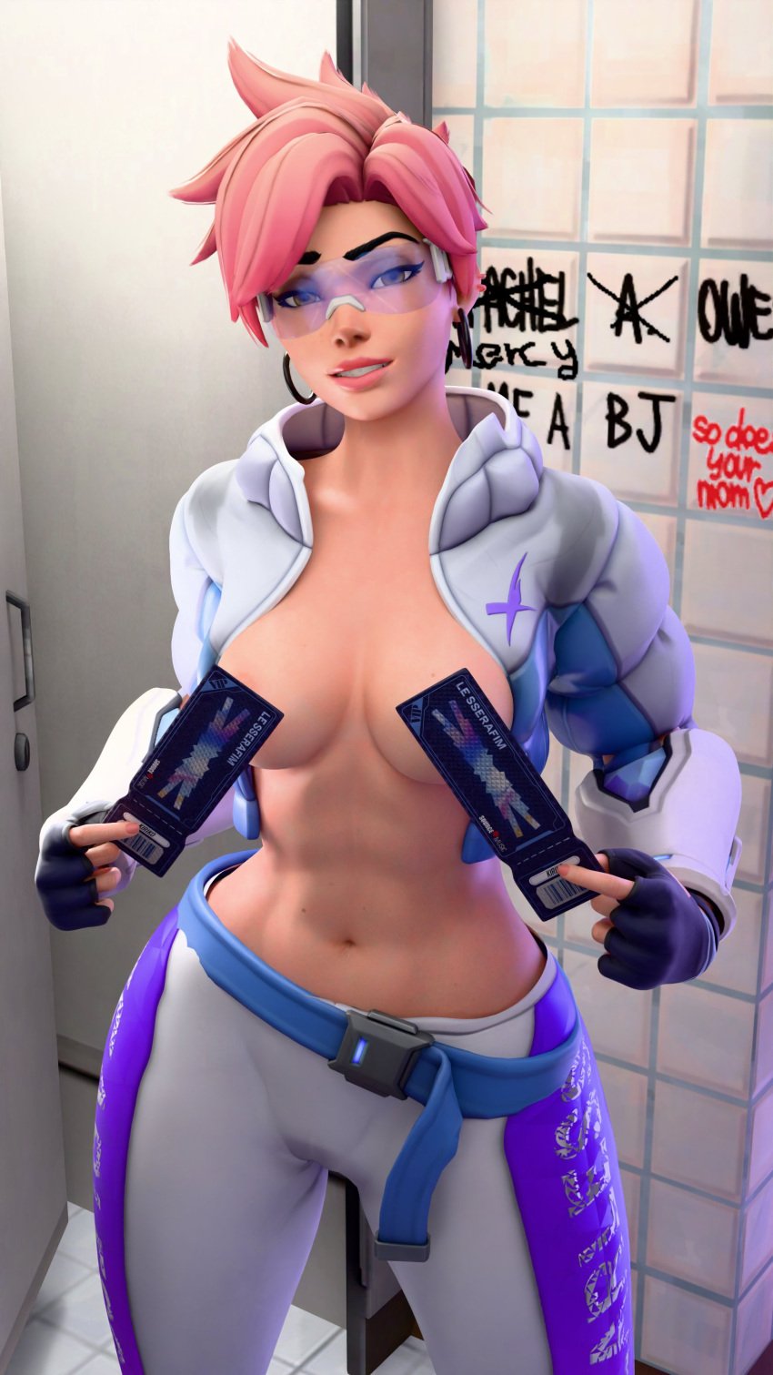 breasts horny_female le_sserafim nishikt overwatch tracer