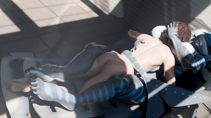1boy1girl 3d after_sex anthro anthro_on_human big_breasts feet femboy femdom furry furry_female furry_on_human luxuryart male nika_sharkeh poolside resting sleeping thick_thighs wholesome