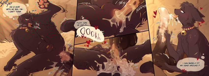 absurd_res anal anal_sex anal_tugging animal_genitalia animal_penis anthro anthro_on_anthro anthro_penetrated anthro_penetrating anthro_penetrating_anthro ass balls biped black_body black_fur blush bodily_fluids breath chastity_cage chastity_device collar comic cum cum_from_ass cum_in_ass cum_in_mouth cum_inside cum_on_balls cum_on_butt cum_on_own_balls cum_on_own_penis cum_on_partner cum_on_partner&#039;s_butt cum_on_penis cum_on_self dialogue domestic_cat duo english_text equid equine equine_genitalia equine_penis erection felid feline felis flared_penis fur gay gay_male genital_fluids genitals heart_symbol hearts_around_head hearts_around_penis hearts_around_text hi_res horse looking_pleasured male male/male male_penetrated male_penetrating male_penetrating_male mammal medial_ring myoukky nude open_mouth open_smile oral pawpads penetration penile penile_penetration penis penis_in_ass red_eyes sex smile speech_bubble teeth text thought_bubble tongue tongue_out yaoi