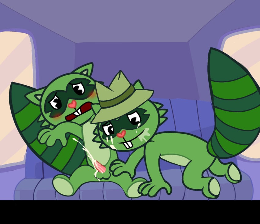 2boys blowjob brother brothers fur gay green_fur green_skin happy_tree_friends incest lifty lifty_(htf) semen shifty shifty_(htf) siblings twins