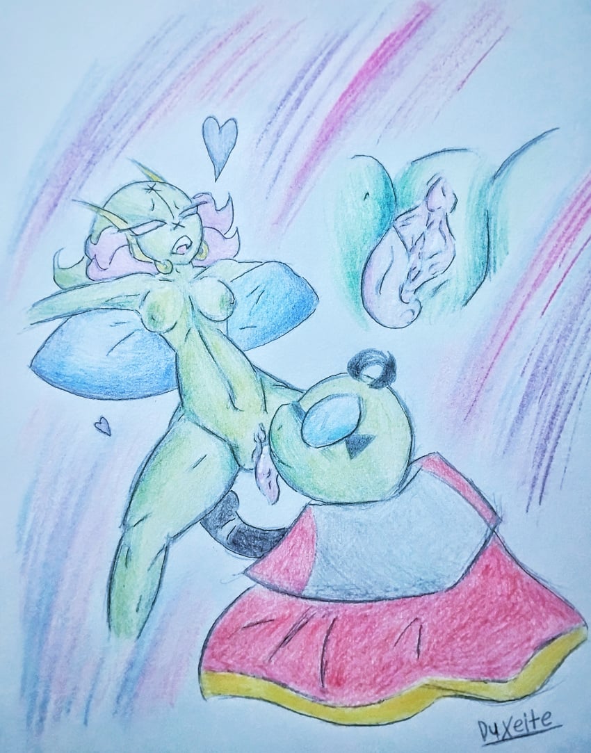 anthro beanish breasts clitoral_hood clitoris close-up color cunnilingus cute duxeite eating_vagina fan_character fangs fawful female femengumisi green_skin horns juicy_pussy licking licking_pussy male mario_(series) mario_and_luigi:_bowser's_inside_story mario_and_luigi_(series) monster_girl navel nipples pillow pink_eyes pixiv_link signed small_breasts teeth traditional_media_(artwork) vagina vaginal_fluids