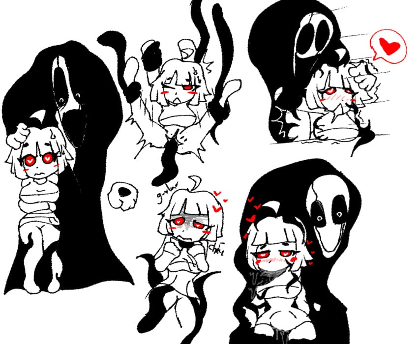 1boy 1girls 2d chara clothed_rape female gaster human humanoid lucaisarts male rape red_eyes self_upload sex simple_background strangling tagme tentacle tentacle_rape trusting undertale undertale_(series)