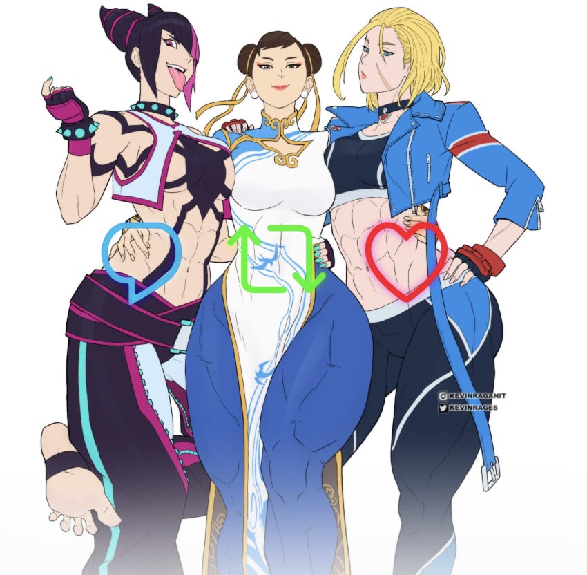 3girls abs barefoot big_breasts black_hair blonde_hair blue_eyes bodypaint brown_hair cammy_white chun-li clothed clothed_female clothes feet female female_only foot_fetish fully_clothed hair_over_one_eye juri_han kevinraganit long_legs looking_at_viewer muscular_female pink_eyes smile soles street_fighter street_fighter_6 thick_ass thick_thighs toes toes_spread tongue_out