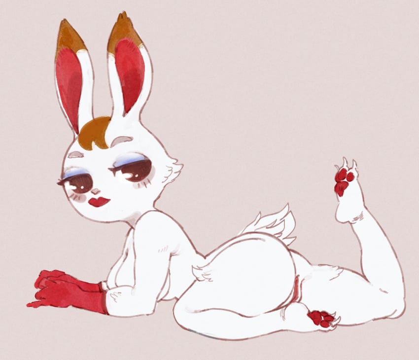 animal_crossing anthro ass breasts carligercarl female fur furry furry_only genitals hair lagomorph leporid looking_at_viewer mammal naked nintendo nude pussy rabbit simple_background solo tail tiffany_(animal_crossing) video_games