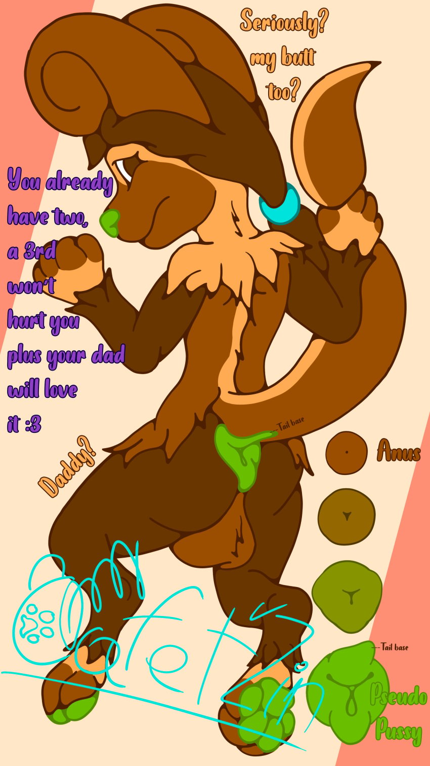 absurd_res anthro anus ass ball_tuft balls brown_body brown_eyes brown_fur brown_hair cafet'zin cafet'zin_(artist) canid canine canis cuntboy digitigrade domestic_dog fluffy full-package_cuntboy fur genital_transformation green_anus green_nose green_paws hair herm hermaphrodite hi_res intersex long_hair male maleherm mammal multi_genitalia offscreen_character penis pussy pussy_anus signature simple_background solo tan_body tan_fur teenager tuft unusual_anatomy unusual_anus unusual_genitalia_placement unusual_pussy unusual_pussy_placement young