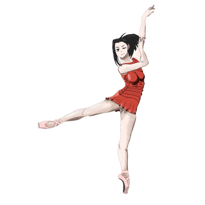 ballerina ballet ballet_dress ballet_shoes ballet_slippers black_hair momo_yaoyorozu my_hero_academia tiptoes