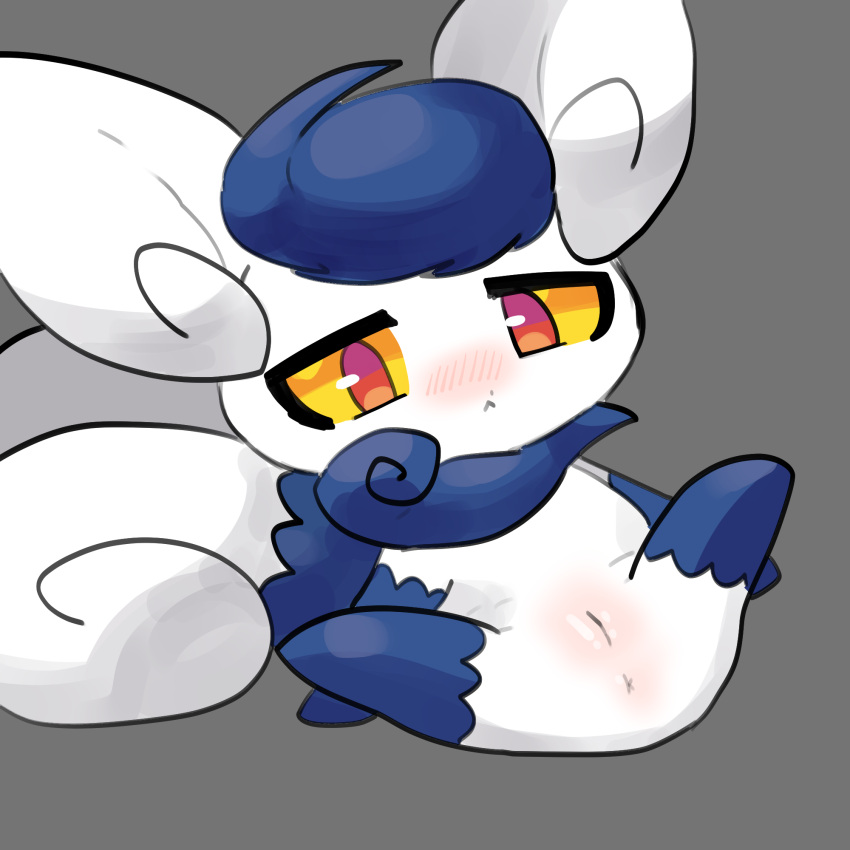 blush eromorudo female genitals hi_res looking_at_viewer meowstic nintendo pokémon_(species) pokemon pussy simple_background solo video_games white_background white_body