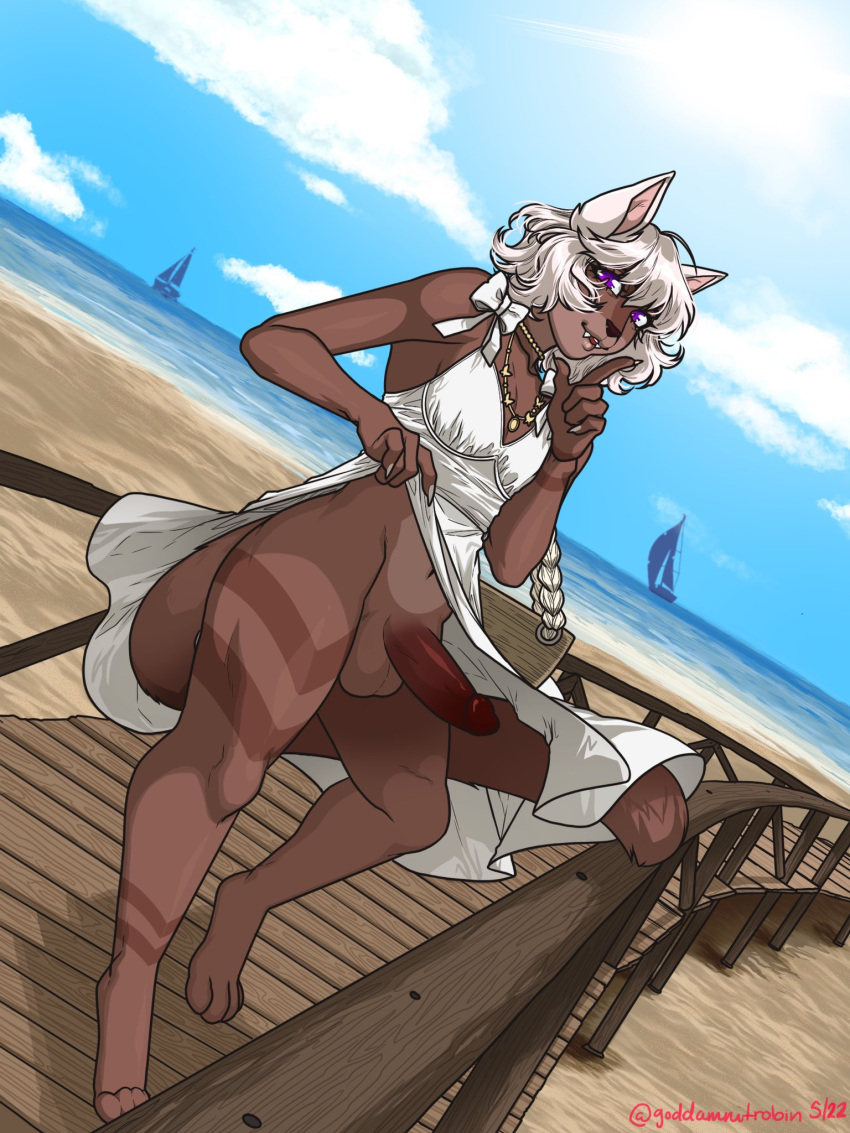 1futa anthro balls balls_under_clothes beach big_penis bottomless_skirt cock dark-skinned_futanari dickgirl dress erection erection_under_clothes erection_under_skirt flat_chest furry futa_only futanari goddamnitrobin intersex penis penis_out penis_under_clothes penis_under_skirt public skirt skirt_lift solo tagme upskirt white_hair