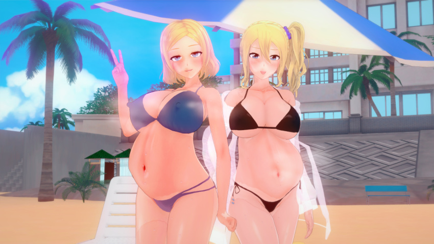 3d bikini hayasaka_ai hayasaka_nao kaguya-sama_wa_kokurasetai_~tensai-tachi_no_renai_zunousen~ koikatsu mother_and_daughter multiple_girls multiple_pregnancies oyakodon pregnant