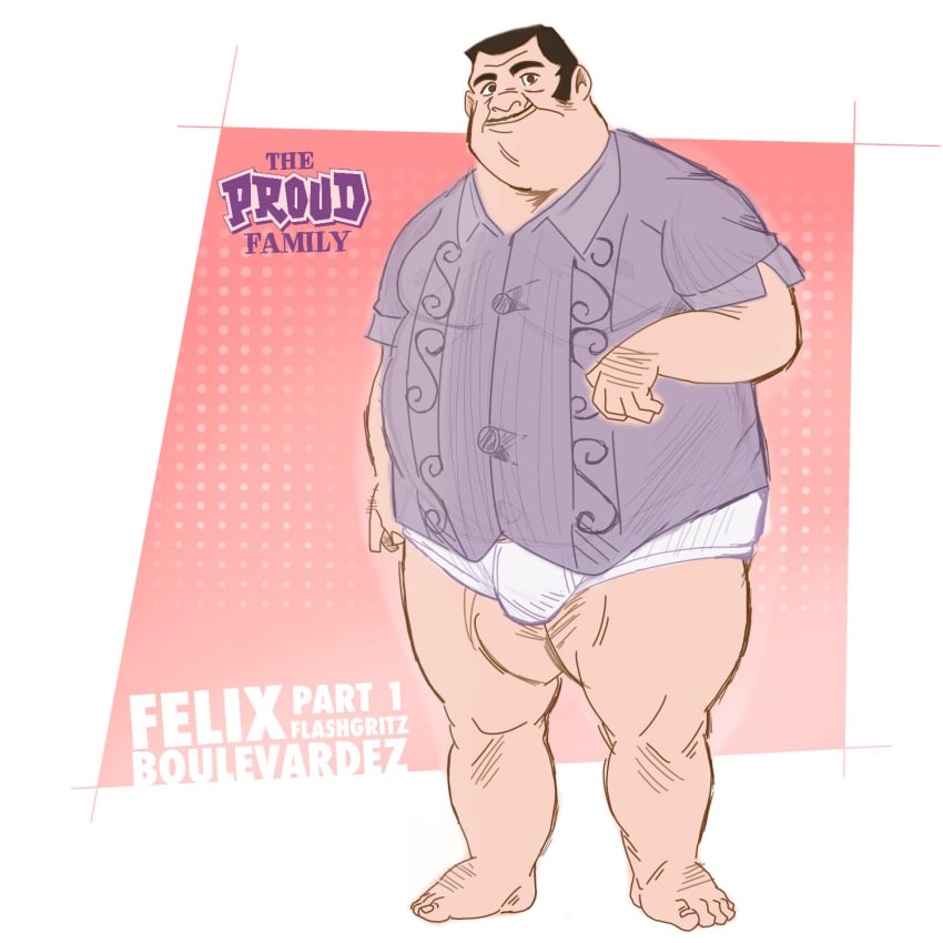 1boy chubby chubby_male dad disney facial_hair fat fat_legs fat_man father feet felix_boulevardez flashgritz human human_only male male_only mexican mexican_male mustache obese obese_male overweight overweight_male shirt standing standing_up the_proud_family underwear