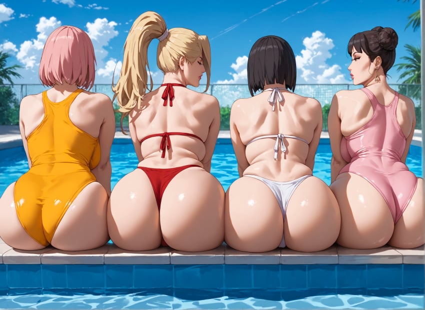 4girls ai_generated alex-schura alex_schura ass bikini boruto:_naruto_next_generations hyuuga_hinata ino_yamanaka mature_female milf naruto naruto_(series) outdoors sakura_haruno tenten