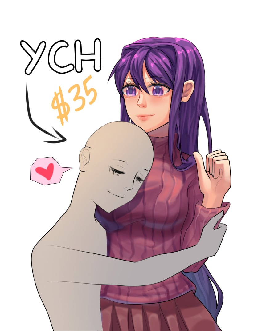 allybun69 breasts doki_doki_literature_club long_hair purple_eyes purple_hair ych your_character_here yuri_(doki_doki_literature_club)