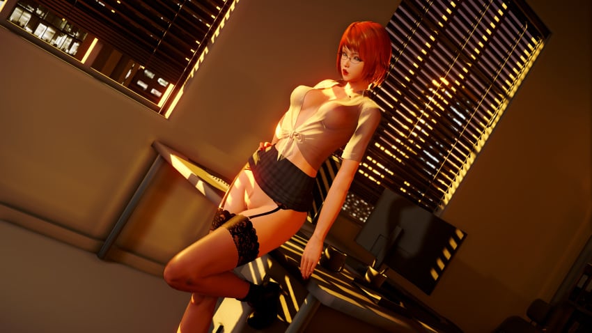 3d 3d_(artwork) 3dcg a_house_in_the_rift bob_cut caitlin female_focus ginger ginger_hair green_eyes original original_art original_artwork original_character original_characters red_hair red_hair short_hair video_game video_game_character video_games visual_novel vn